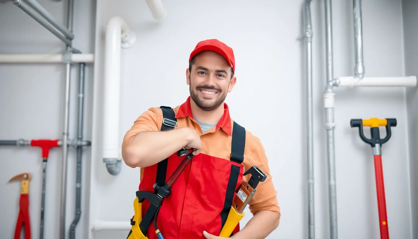 Professional emergency plumber at work